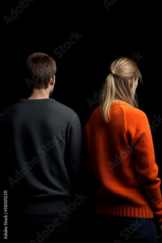 A couple's relationship and relationship problems. Back view. Generative AI