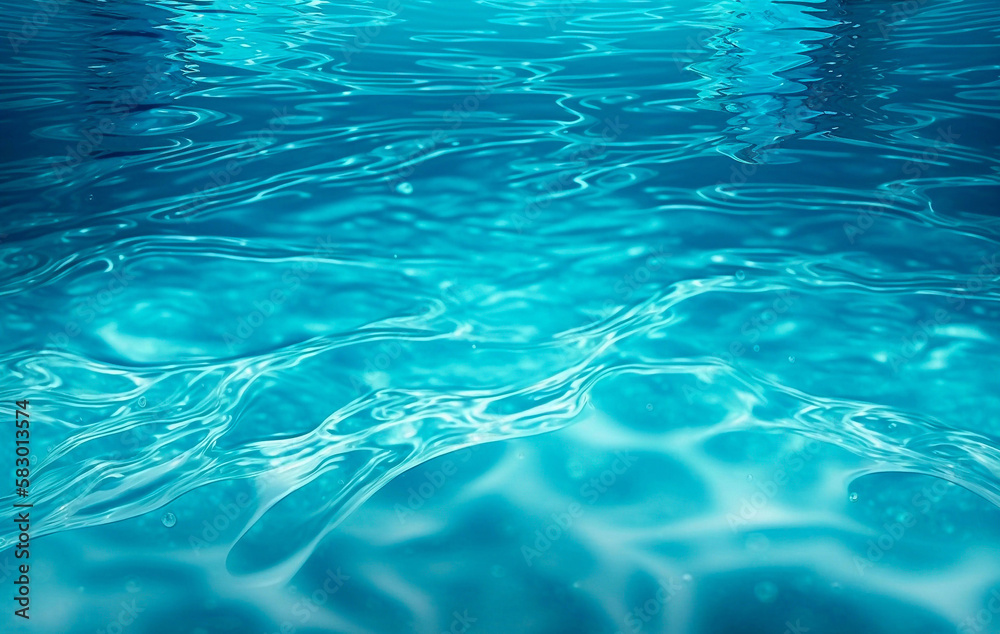 Pure blue transparent water in pool. Generative AI