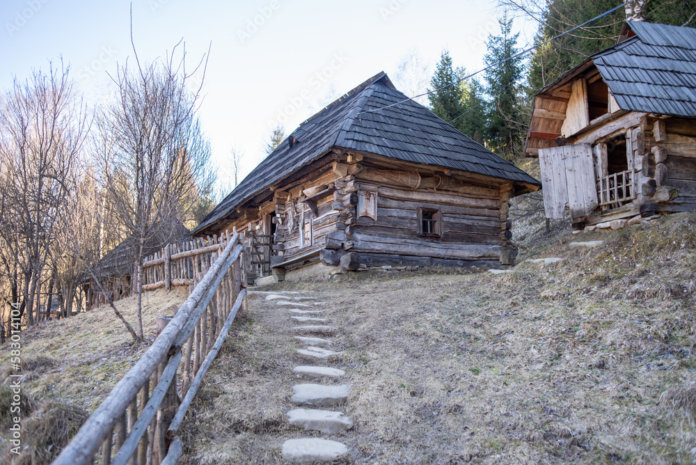 old wooden traditional ethnic house. architecture elements old wooden traditional ethnic house. architecture elements