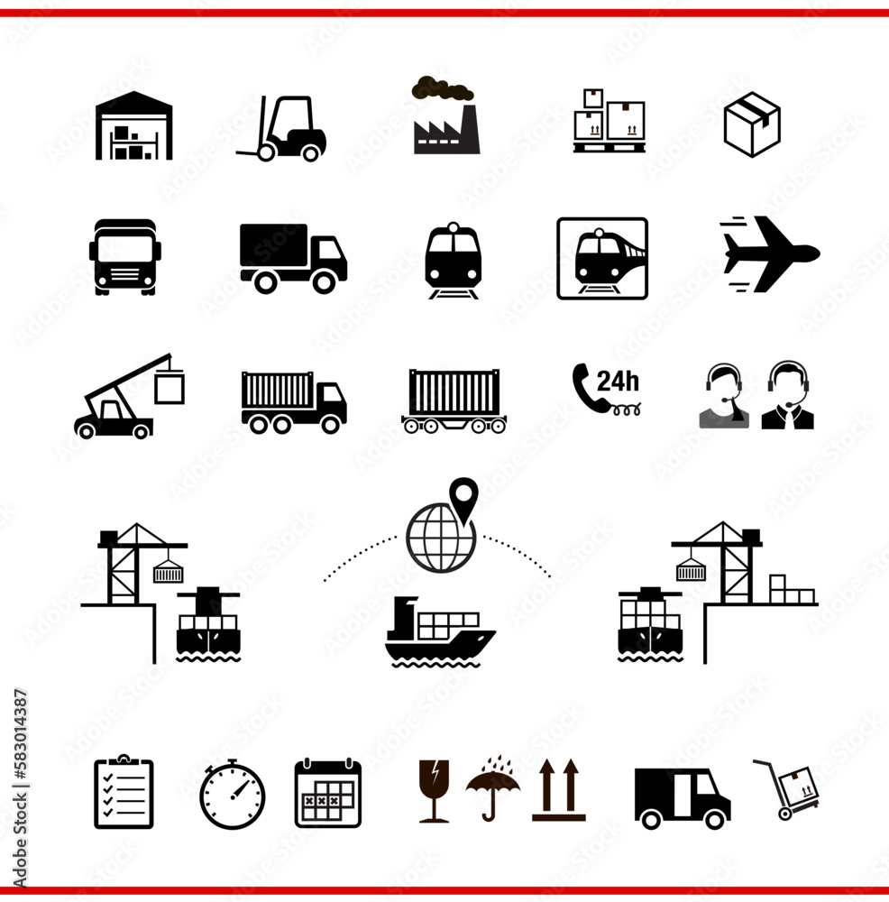 Logistic wheel icons set. Vector elements. Can use for your design, interface, website, infographic and etc. Prepared for use in any size on different devices. EPS10.
