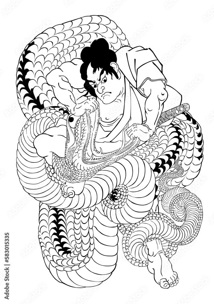 Fototapeta premium 本朝水滸傳剛勇八百人一個 鷺池平九郎 その1