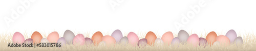 Banner 28 Ostereier Verschiedene Farben In Wiese