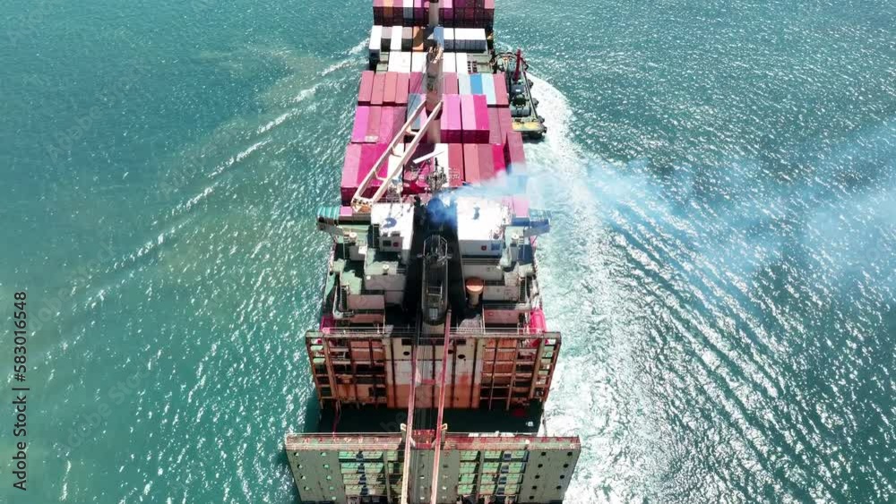 Smoke exhaust gas emissions from cargo lagre ship container ship,Marine