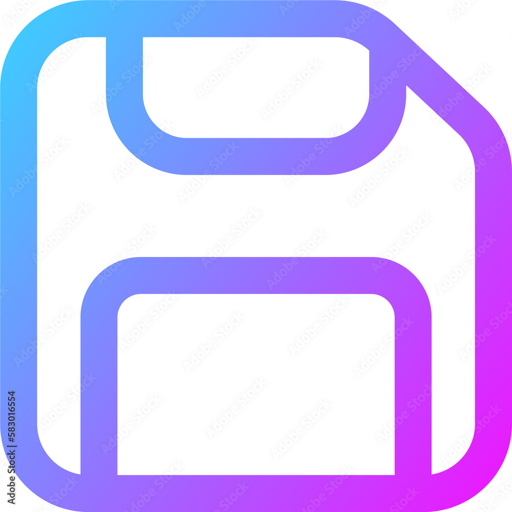 Disk icon in gradient colors. Floppy disk sign for storage.