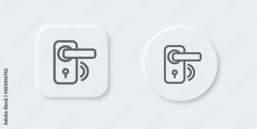 Door handle line icon in neomorphic design style. Lock signs vector illustration.