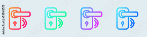 Door handle line icon in gradient colors. Lock signs vector illustration.