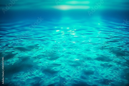 Blue water in swimming pool. Generative AI