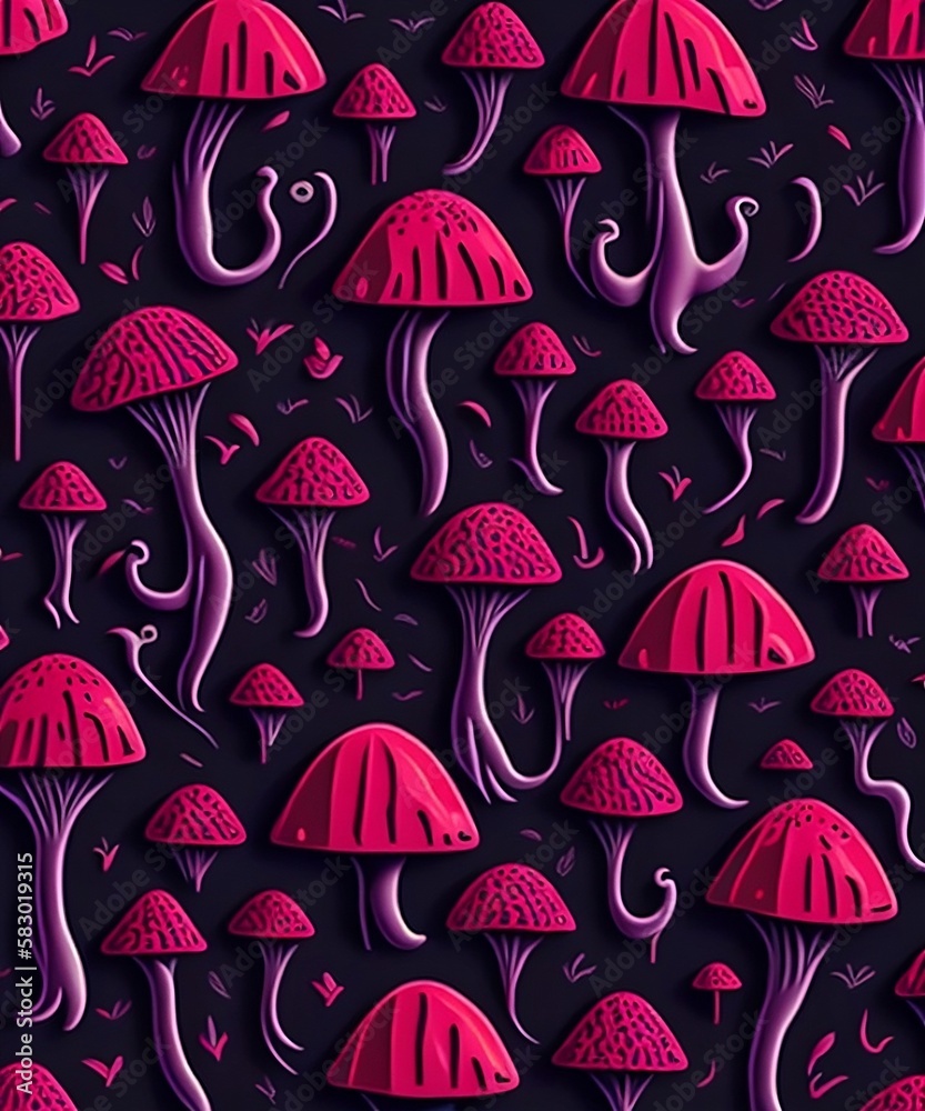 Magic mushroom pattern RED AND PINK COLOR made by Generative Ai Magic mushroom pattern RED AND PINK COLOR made by Generative Ai