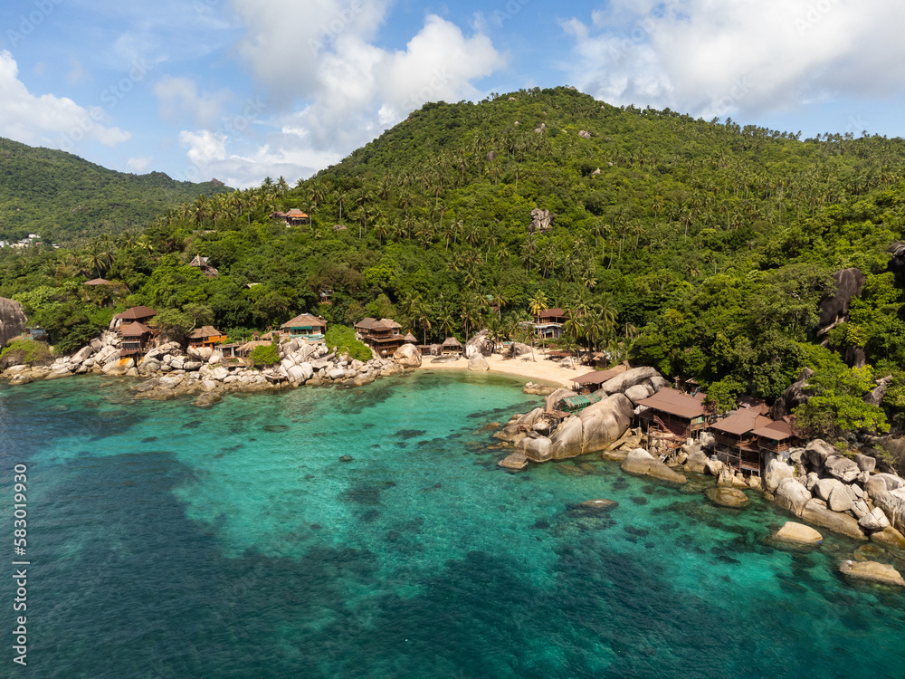 Ko Tao, Thailand: Aerial view of the Ko Tao island in the Gulf of Thailand in Southeast Asia. The island is a famous dive destination.