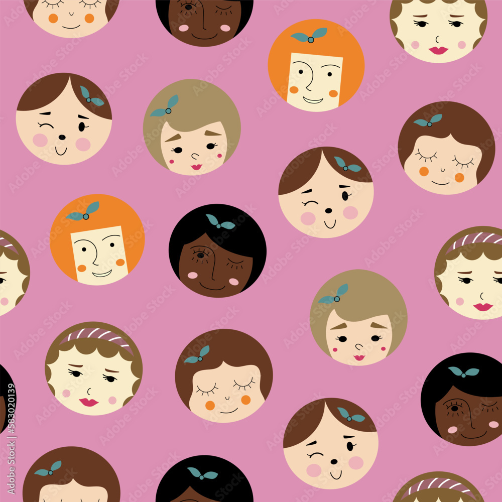 Feminine look, abstract personage, mascot design, funny face, cute icon. Feminine look, abstract personage, mascot design, funny face, cute icon.
