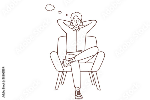 Smiling man sit on chair sitting 