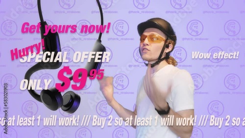 funny fake teleshopping product headphones - buy now show