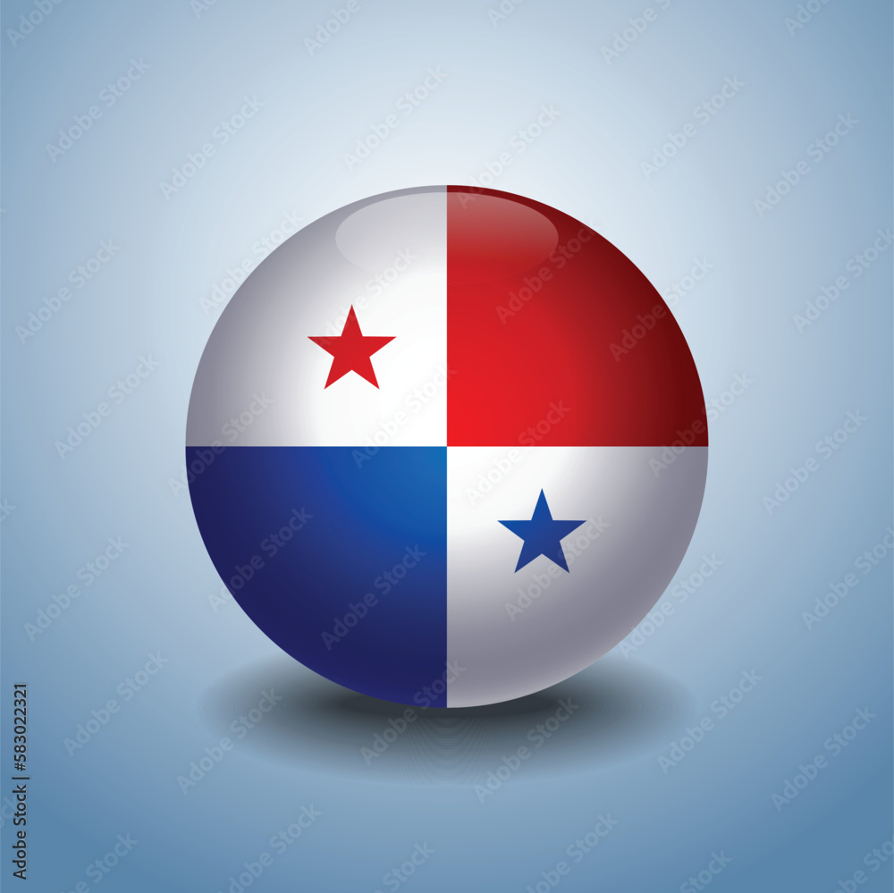 Panama flag. Round glossy. Isolated on color gradient background Panama flag. Round glossy. Isolated on color gradient background