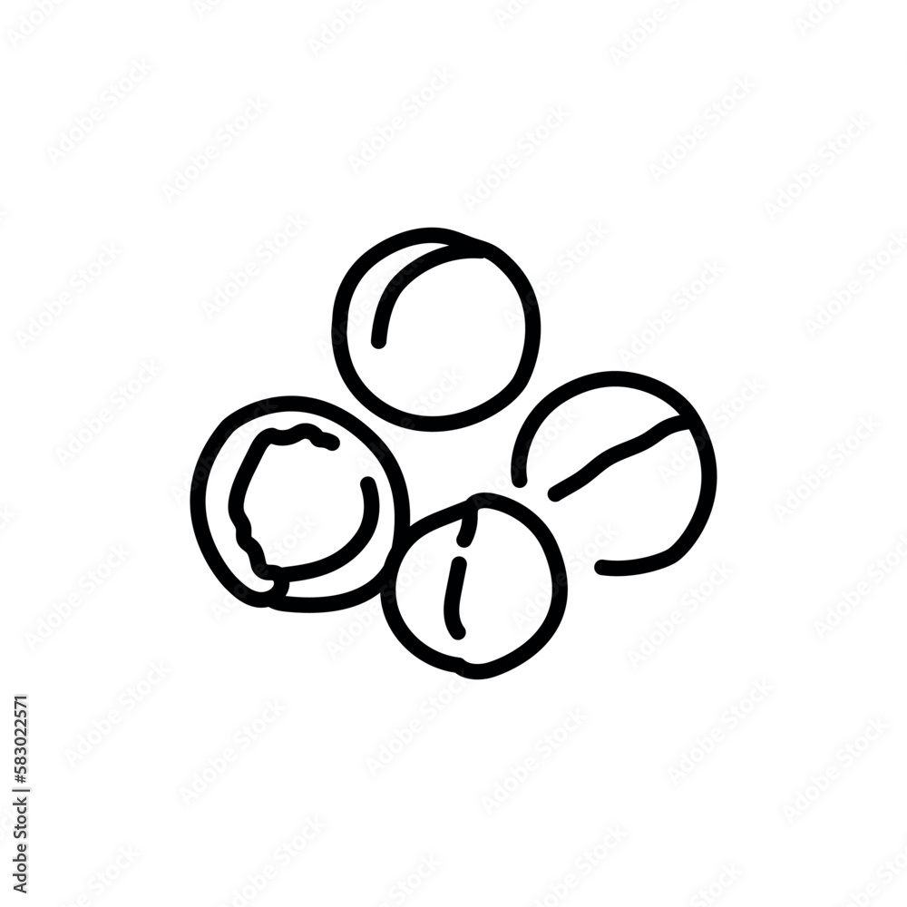 Macadamia nut black line icon. Natural organic super food. Macadamia nut black line icon. Natural organic super food.