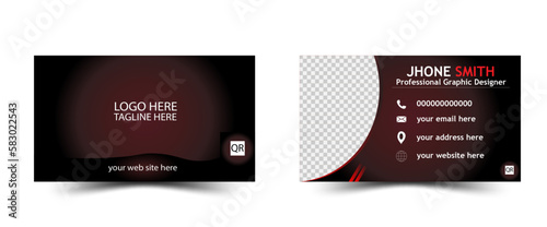 Set of modern business card print templates.
Personal visiting card with company logo.
Vector illustration. Stationery design.
Creative and Clean Business Card Template. 
Elegant luxury clean dark bus