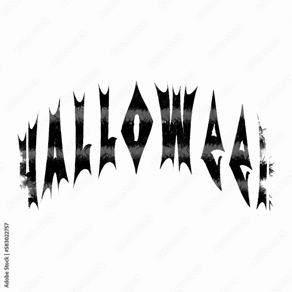 Halloween inscription monocrome stylized . Vector illustration