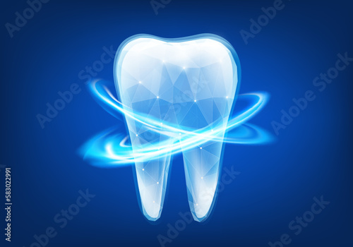 Human tooth in modern futuristic polygonal style