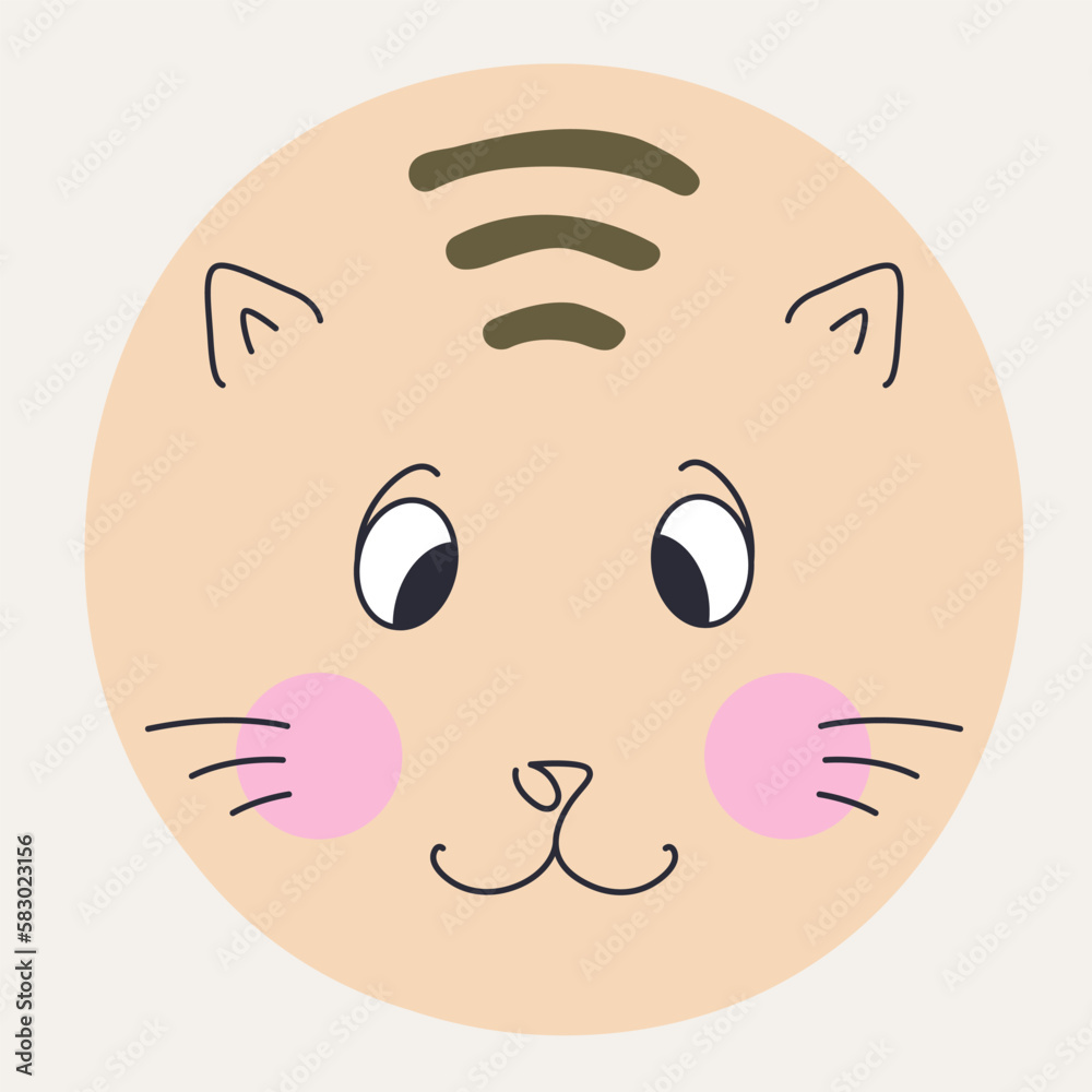 Funny cat face, abstract personage, mascot design, funny face, cute icon. Funny cat face, abstract personage, mascot design, funny face, cute icon.