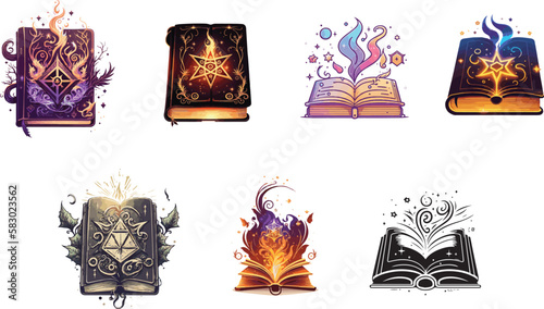 Wizardry book bundle vector for fantasy illustration. Premium book bundle vector