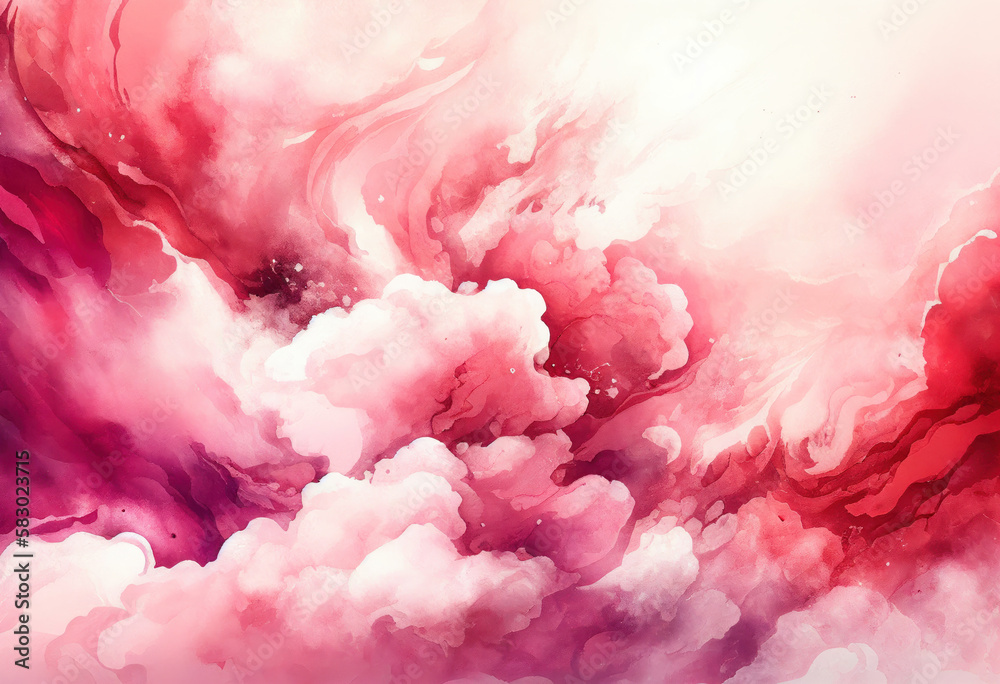 Fototapeta premium Red Marble Texture Background, Abstract Watercolor Artistic Backdrop, Generative AI