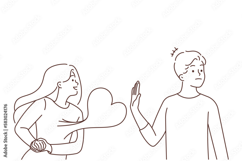 Young man reject woman in love Young man reject woman in love