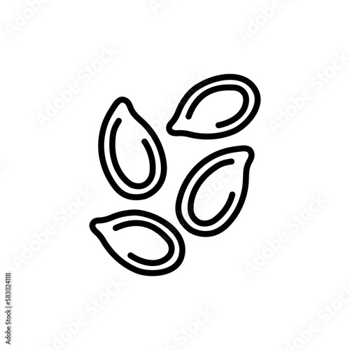 Pumkin seeds black line icon. Natural organic super food.