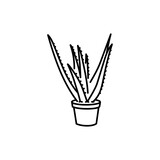 Aloe houseplant black line icon. Indoor decorative plant.