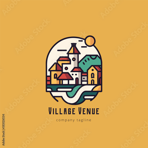 cottage simple logo design template. village logo vector illustration design