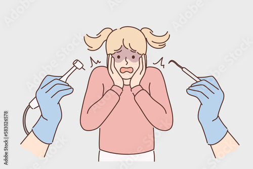 Terrified girl scared of dentist 