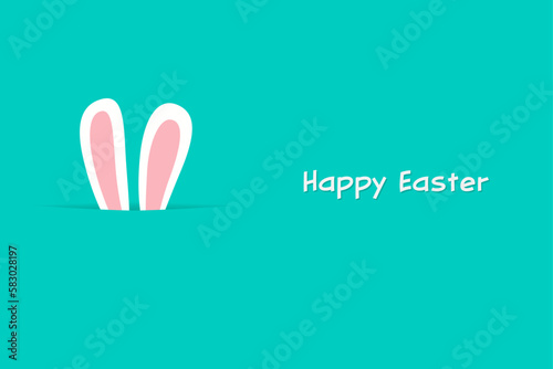 Happy Easter greeting card with egg , rabbit. Easter Bunny. beautiful Easter background, great for Easter Cards, banner, textiles, wallpapers - vector design. © TestersDesigns
