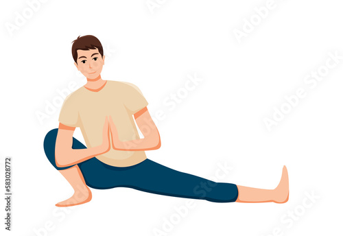 young man doing yoga poses illustration