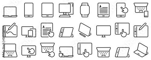 Line icons about personal devices on transparent background with editable stroke.