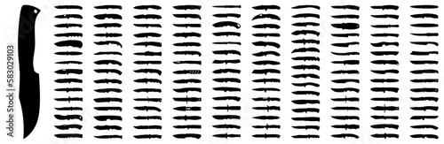 Knife black icon. Big set of icons of various knife on a white background. Vector illustration.