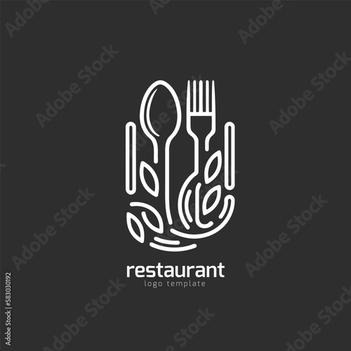 fork and spoon symbol for cafe or restaurant logo design template. Vector Illustration