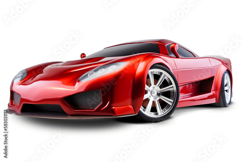 Ultra-modern red sports car created with Generative AI technology