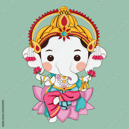 cute Hindu God cartoon character illustration