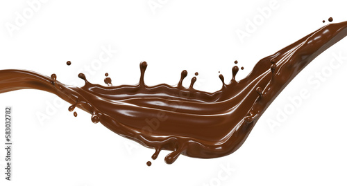 realistic chocolate shape splash isolated on white background. 3D Rendering. PNG files.