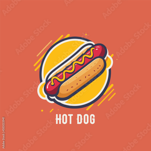 Cartoon Hotdog Logo design tempate for Your Company Branding - Vector Illustration