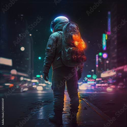 Astronaut in the city - AI generated