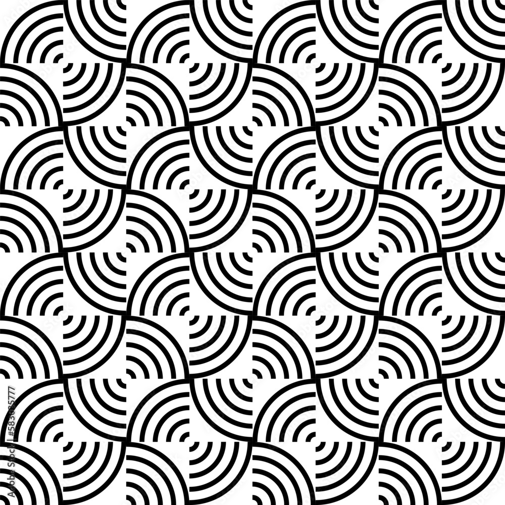 Fototapeta premium Black and white geometric seamless pattern. Simple regular background.