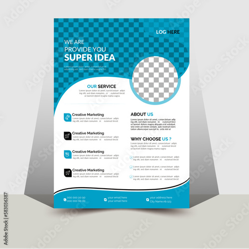 A unique business flyer design, decorated with beautiful shapes and colors. Through which your business can be presented to people very well