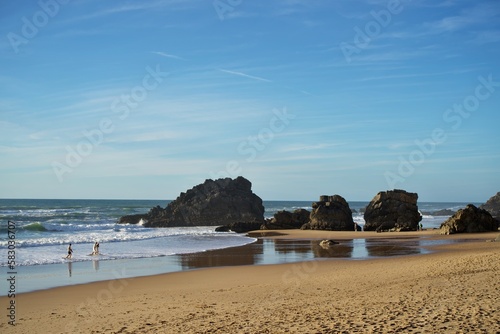 Evening on Adraga Beach, Atlantic Ocean, Portugal. photo