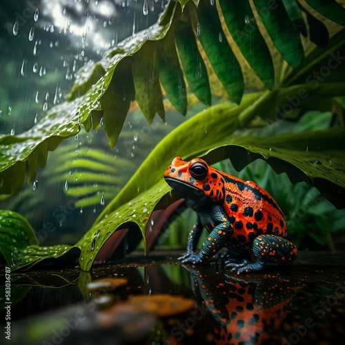 poison dart frog in Rainforest