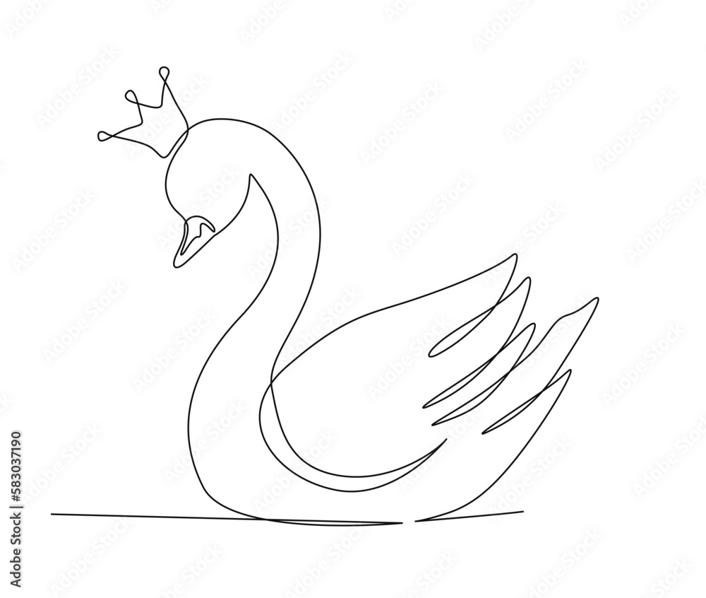 One line drawing swan' Sticker | Spreadshirt