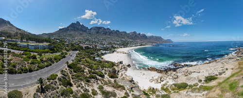 Drone view at Camps bay near Cape Town on South Africa