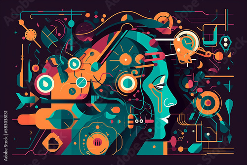 artificial intelligence, science and imagination illustration. Generative AI