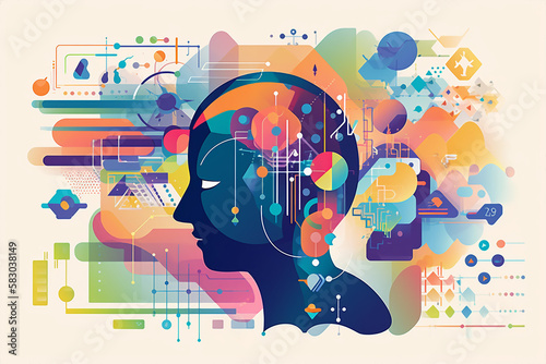 artificial intelligence, science and imagination illustration. Generative AI