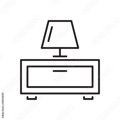 Nightstand, bedside table line icon. Editable stroke