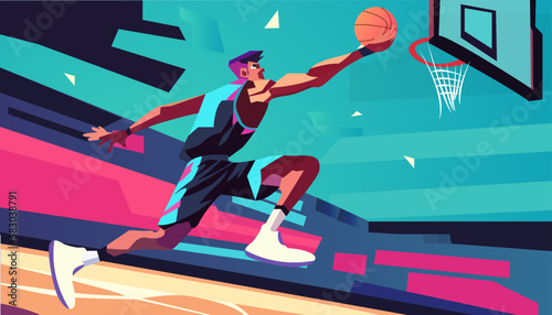 A cartoon of a basketball player