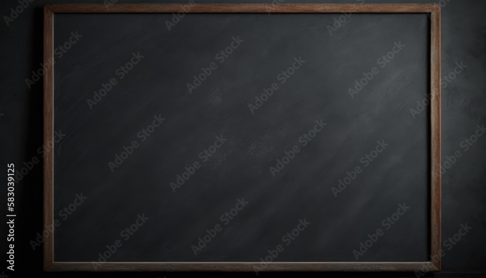 Blackboard mockup. Empty black school blackboard with wooden frame. Generative AI Blackboard mockup. Empty black school blackboard with wooden frame. Generative AI